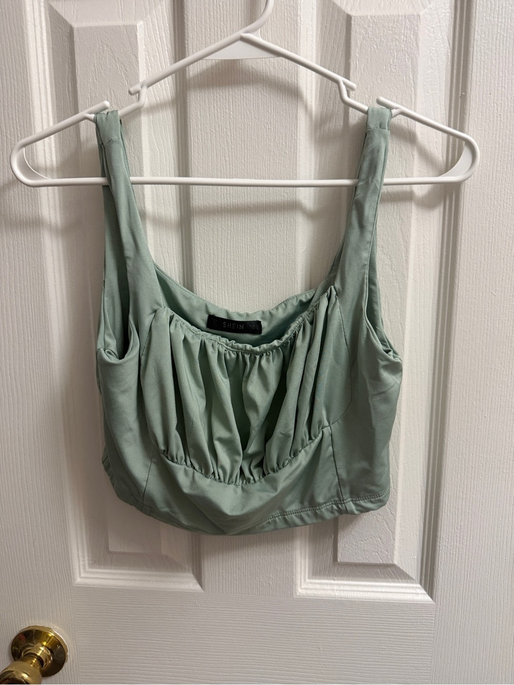 SHEIN Mint Gathered Crop Tank